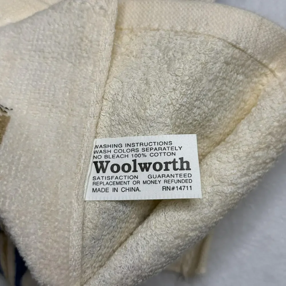 Vintage Woolworth Kitchen Tea Towels Set 2 Cotton Fruit Utensils Country NEW
